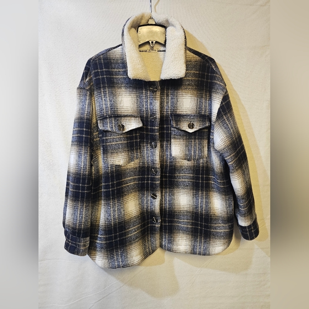 Men's Blue Plaid Shirt Jacket